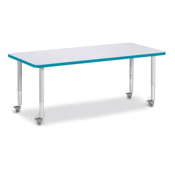 Berries Rectangle Activity Table, 30 in. x 72 in., Mobile, Freckled Gray/Teal/Gray